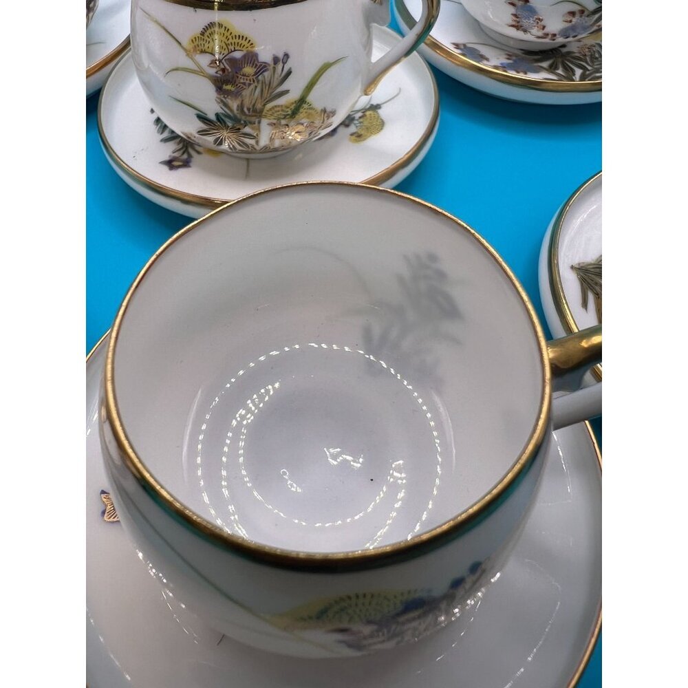 Vintage Kutani   Porcelain Tea Set With Floral & Gold - Picture 13 of 13